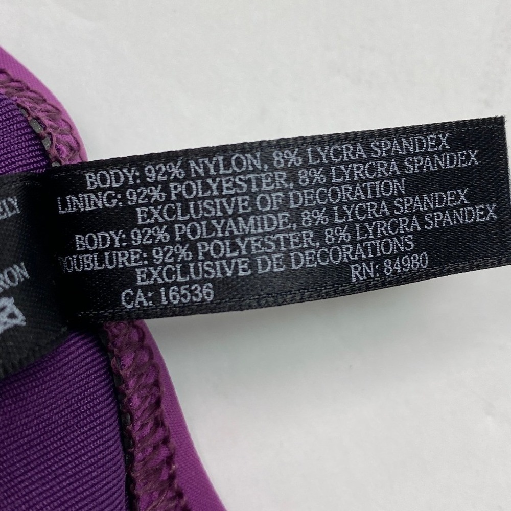 Natori, Purple Plunge Underwire One Piece Swimsuit Tie Back Size 10 C/D - Picture 8 of 11